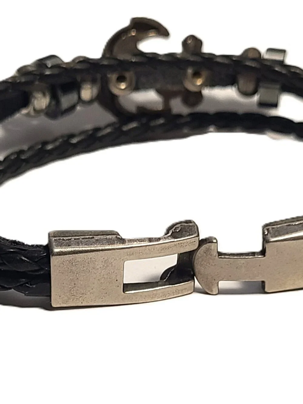 Multiple Strand Black NAVY Miliary Anchor Rope Bead Bracelet Charm Braided